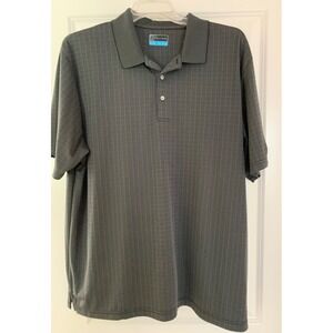 PGA Tour Shirt Mens Black/Gray Short Sleeve Polo Golf Golfing Active  XXL (A012)